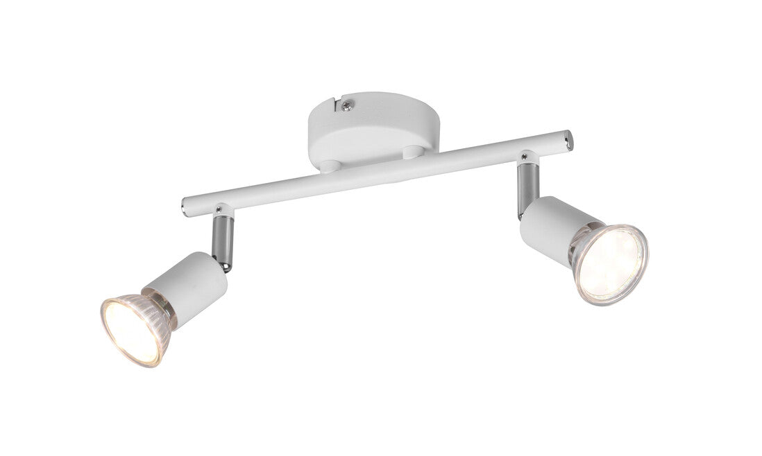 R80912031 SPOTBALKEN 2 FLAMMEN PARIS WEISS GU10 TRIO