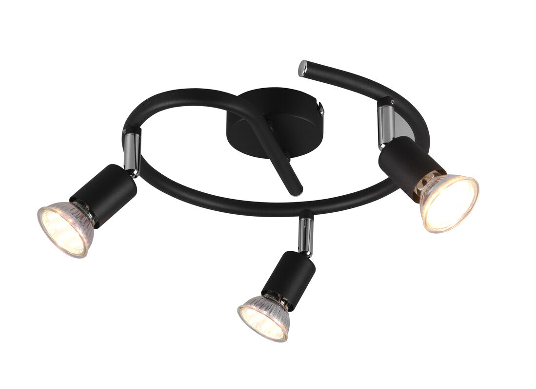 R80913932 SCHIENE 3 STRAHLER PARIS SCHWARZ GU10 TRIO