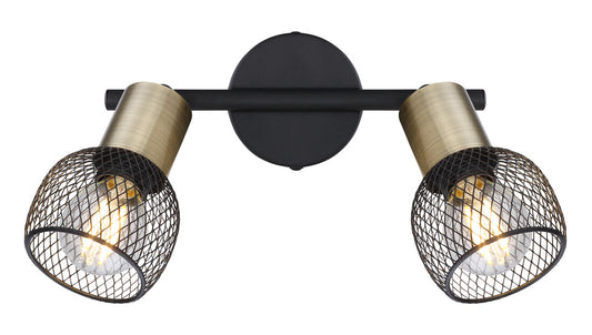 54028-2 REGLETA 2 FOCOS 2XE14  METAL NEGRO MATE FIASTRA GLOBO