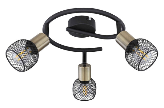 54028-3 REGLETA CIRCULAR 3 FOCOS 3XE14  METAL NEGRO MATE FIASTRA GLOBO