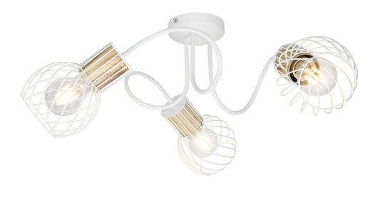 54012-3 REGLETA METAL BLANCO Y COLOR MADERA  3XE27 40W LUISE GLOBO