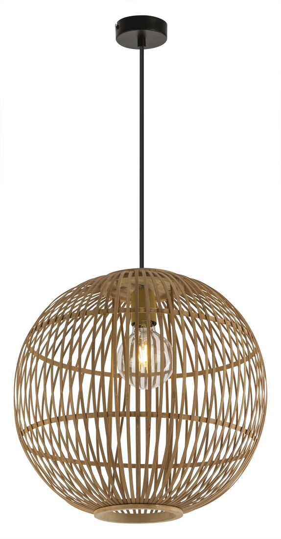 15368h1 LAMPARA COLGANTE BAMBU NATURAL 1XE27 60W HILDEGARD GLOBO