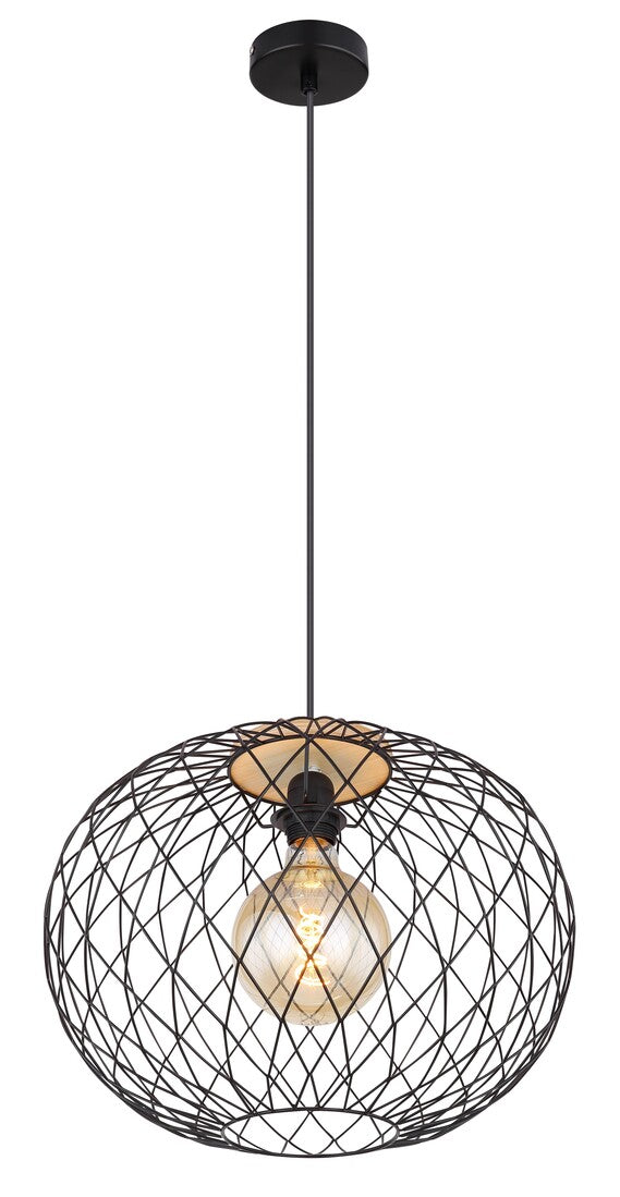 54039H LAMPARA COLGANTE METAL NEGRO MATE 1XE27 60W LACKY GLOBO | Suministros Figmar