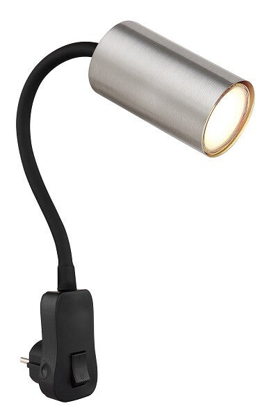 57911DP APLIQUE FOCO PARED ENCHUFABLE 1xGU10 25W 230V NEGRO NIQUEL ROBBY GLOBO | Suministros Figmar