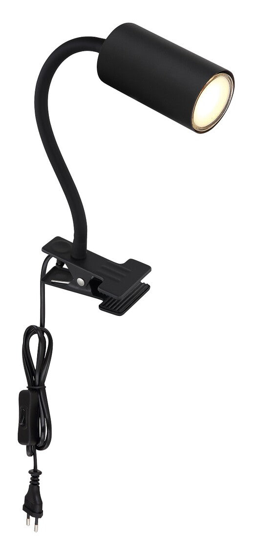 57911KB APLIQUE FOCO PARED PINZA ENCHUFABLE 1xGU10 25W 230V NEGRO ROBBY GLOBO | Suministros Figmar