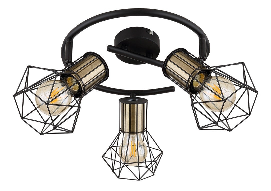 54017-3M REGLETA 3 FOCOS 3xE27 40W 230V NEGRO PRISKA GLOBO