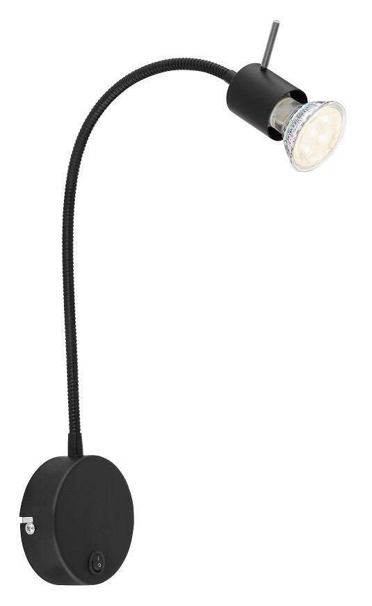 57310B APLIQUE FOCO PARED INTERRUPTOR 1xGU10 35W 230V NEGRO MILLY GLOBO | Suministros Figmar