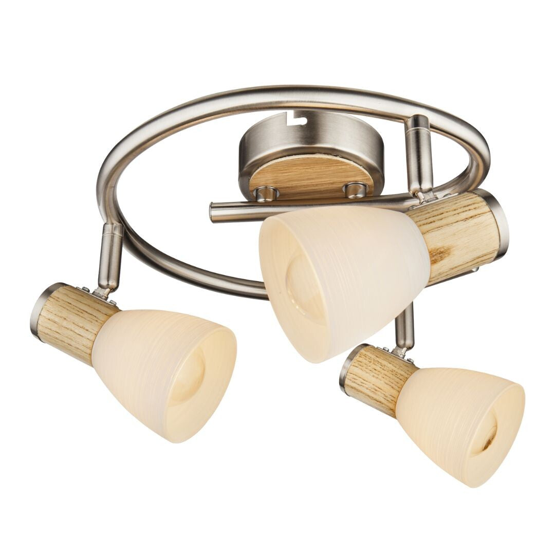 54352-3 STRAHLER 3-FLAMMIG 3xE14 40W 230V HOLZ OPAL GYLFI KUGEL