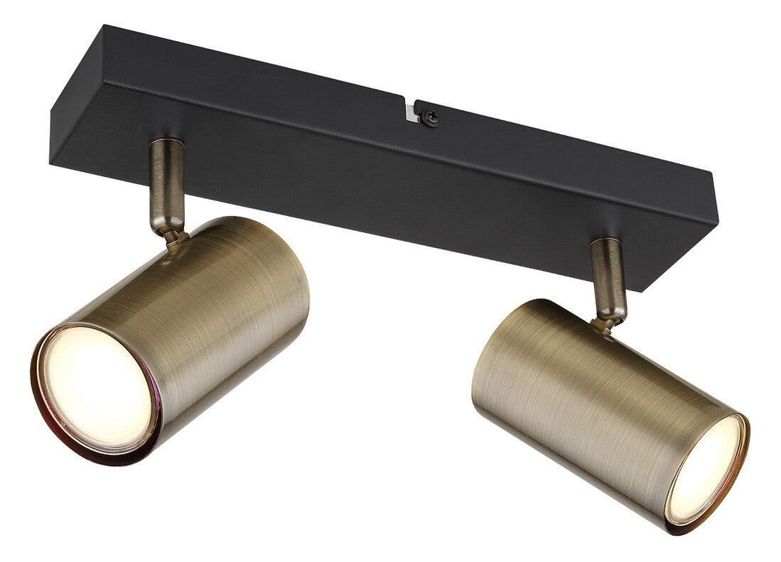 57911-2M STRIP 2 SPOTLIGHTS 2xGU10 25W 230V ANTIQUE BRASS ROBBY GLOBO