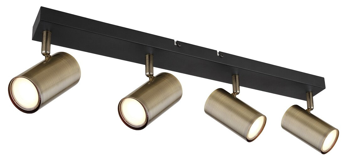 57911-4M 4-LIGHT STRIP 4xGU10 25W 230V ANTIQUE BRASS ROBBY GLOBO
