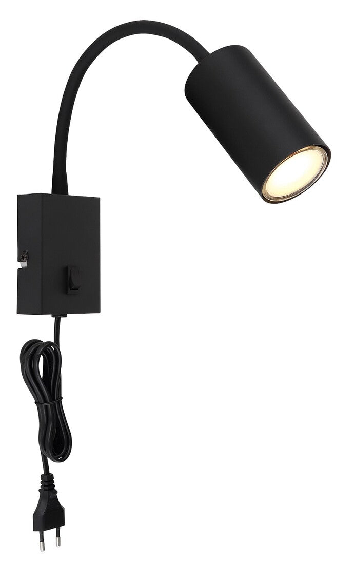 57911WB APLIQUE FOCO PARED INTERRUPTOR 1xGU10 35W 230V NEGRO ROBBY GLOBO