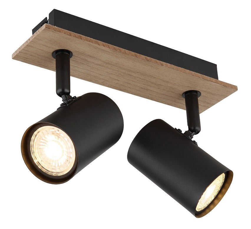 57905-2 LED-DECKENSTRAHLER 2xGU10 35W IP20 HOLZ UND SCHWARZ LINCA GLOBO