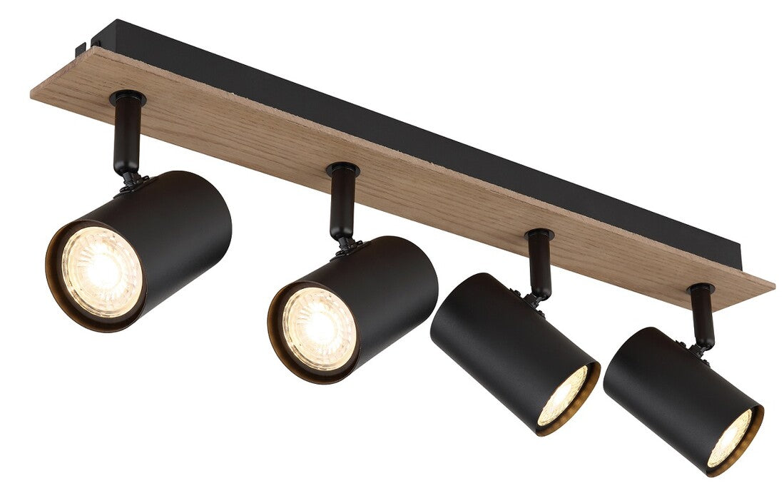 57905-4 LED-Deckenstrahler 4xGU10 35W IP20 HOLZ UND SCHWARZ LINCA GLOBO
