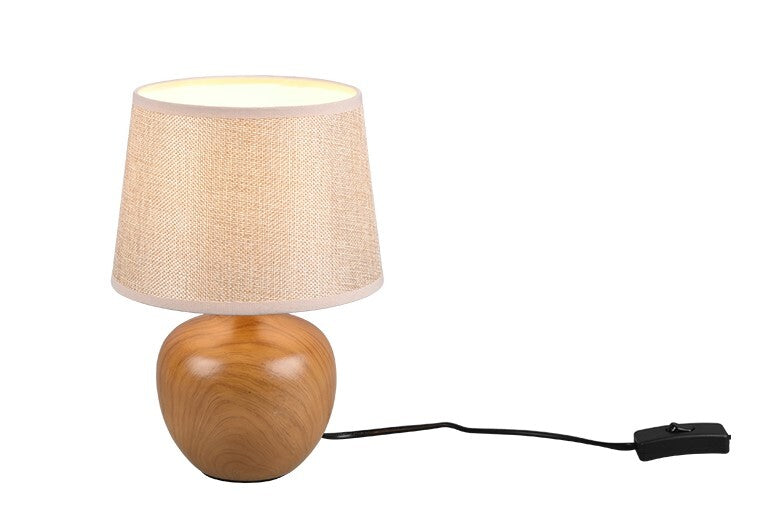 Lámpara Sobremesa Redonda Acabado Madera E14 IP20 Luxor Trio