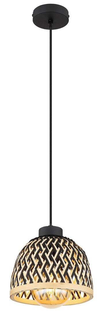 15767H2 PENDANT LAMP 1xE27 LED 15W 230V Ø200mm NATURAL BAMBOO BLACK COLLY GLOBO