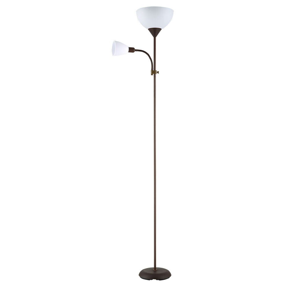 135542002 STEHLAMPE RIGEL E27+E14 MIT LESELAMPE BRAUN FABRILAMP