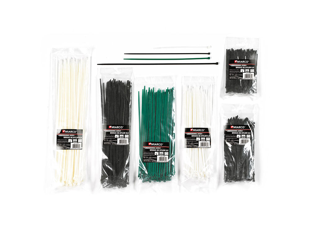 11386 BRIDA POLIAMIDA 6,6 VERDE BOLSA 100 UD 3,5x140mm MIARCO