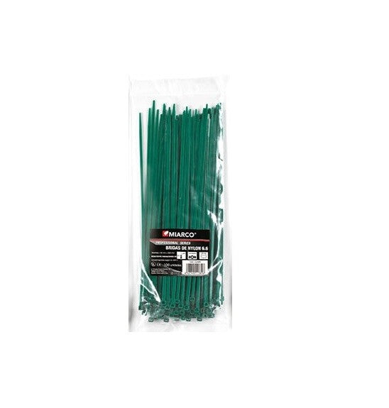 23658 BRIDA POLIAMIDA 6,6 VERDE BOLSA 100 UD 4,8x430mm MIARCO