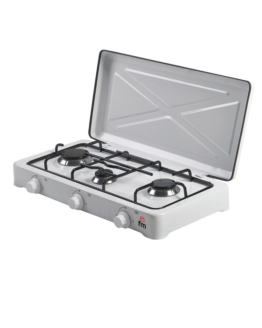 COCINA A GAS DE 3 FUEGOS CON TAPA FM