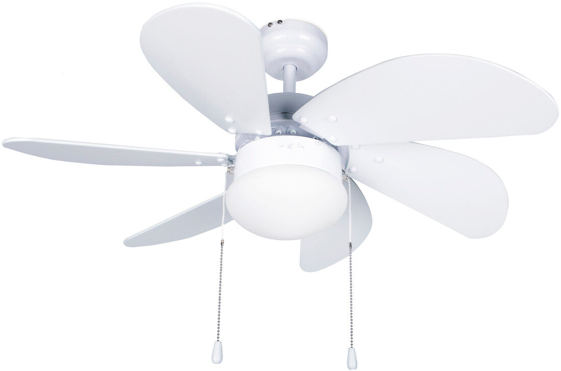 300005075 VENTILADOR TECHO LARDE 2XE27 Ø82 6 ASPAS DC BLANCO GSC