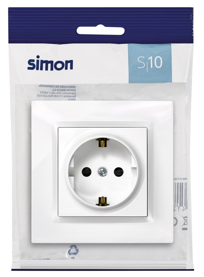 F1090443030 BASE SCHUKO BLANCO SERIE 10 SIMON | Suministros Figmar