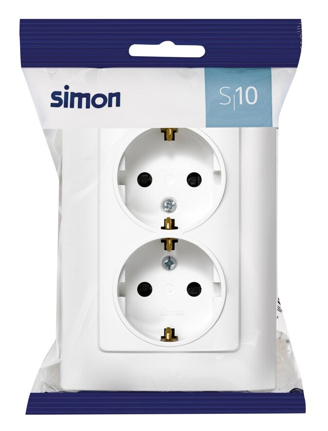 F1091459030 BASE DOBLE CON TT BLANCA SERIE 10 SIMON