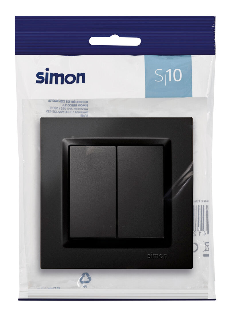F1090397038 DOBLE CONMUTADOR NEGRO SERIE 10 SIMON BRICO