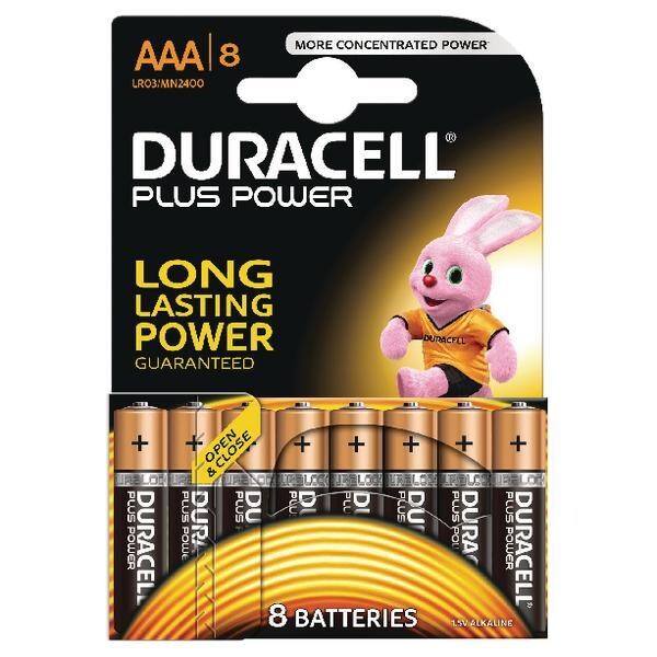 BL 8ud PILA ALCALINA LR03 AAA DURACELL PLUS POWER | Suministros Figmar