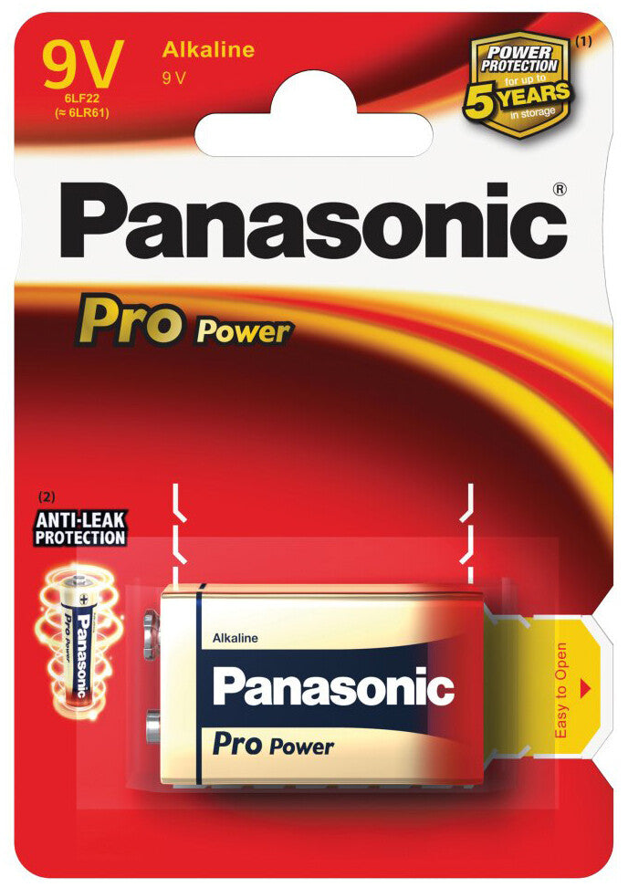 1 x PILA ALCALINA 6LR61 PANASONIC PRO POWER 9V | Suministros Figmar