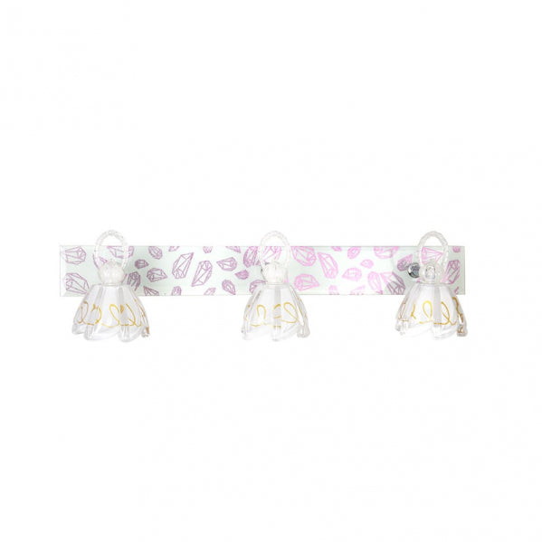 Aplique Baño 3 Focos Led 15w 6000k Blanco C/cristal Decorativo 10x50x15 Cm Articulable Y Orientable