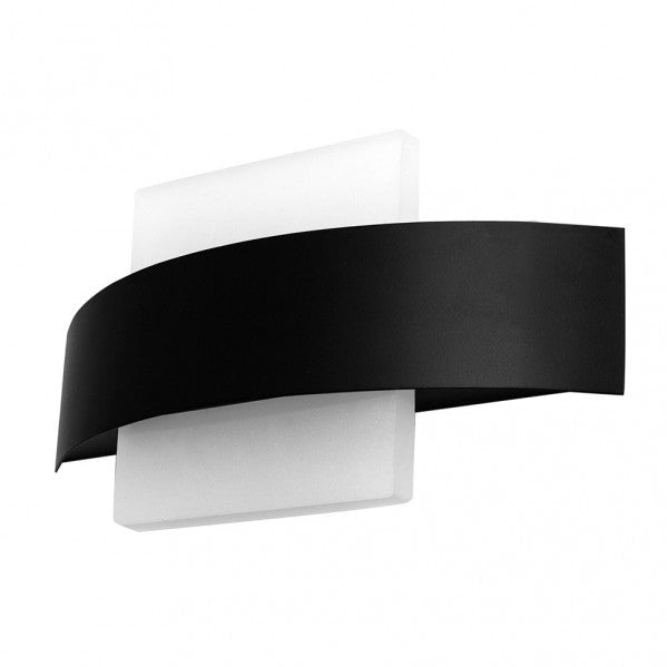 Aplique Barredor De Pared Cuad.8w 4000k Arco Negro 630 Lm Ip20 13x24x5 Cm