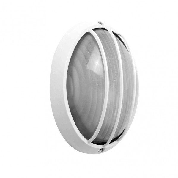 Aplique Ext.oval Aluminio Aquila Peq.1xe27 Blanco 10,5x22x14 Cm Ip44