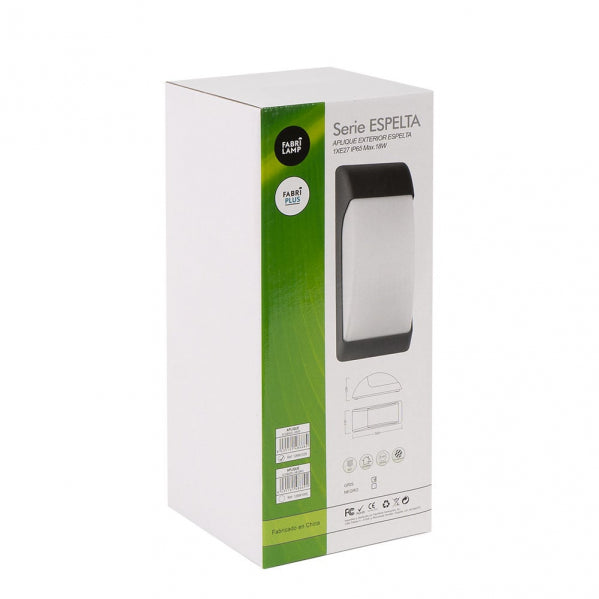 Aplique Exterior Espelta 1xe27 Gris Ip65 Policarbonato 32x12,9x13 Cm