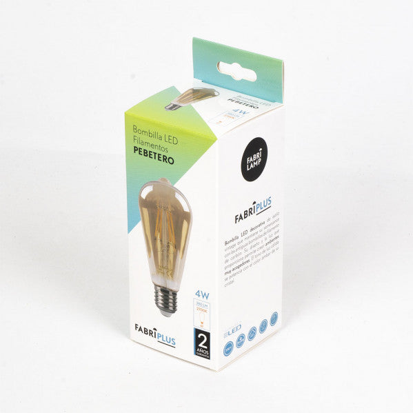 Bombilla Filamento Pebetero 14x6,5d 4w 380lm E27 Ambar 2700k