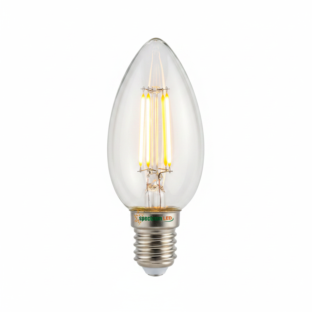 Bombilla LED Vela Cristal 4W E14 2700K Spectrum | Suministros Figmar