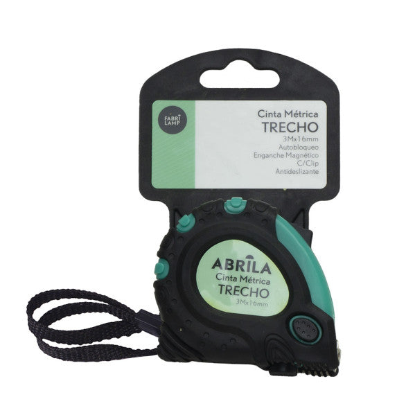 Cinta Metrica Trecho 3mx16mm Negro/verde Autobloqu Eo,enganche Magnetico,clip,antideslizane