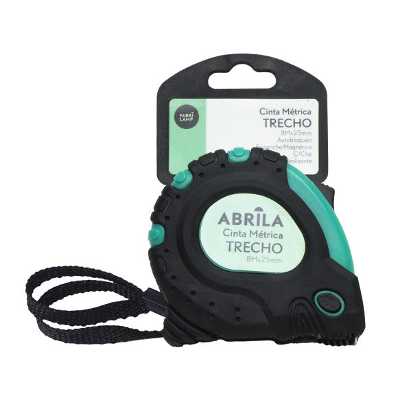 Cinta Metrica Trecho 8mx25mm Negro/verde Autobloqueo,enganche Magnetico,clip,antideslizane