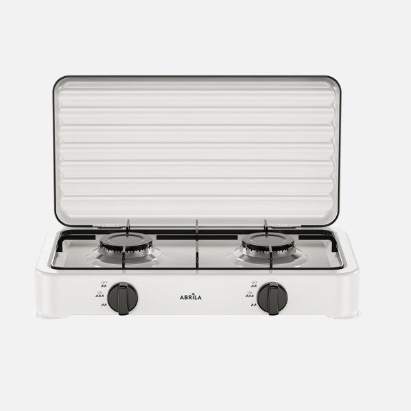 Cocina A Gas Butano Foster Blanca 4400w 2quemador Solo Exterior,tapa Protecc.reg.int.6,5x46,5x26cm