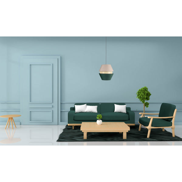 Colgante 3 Pantallas Trajano1xe27 Verde/ Beige Regx35x35 Cm