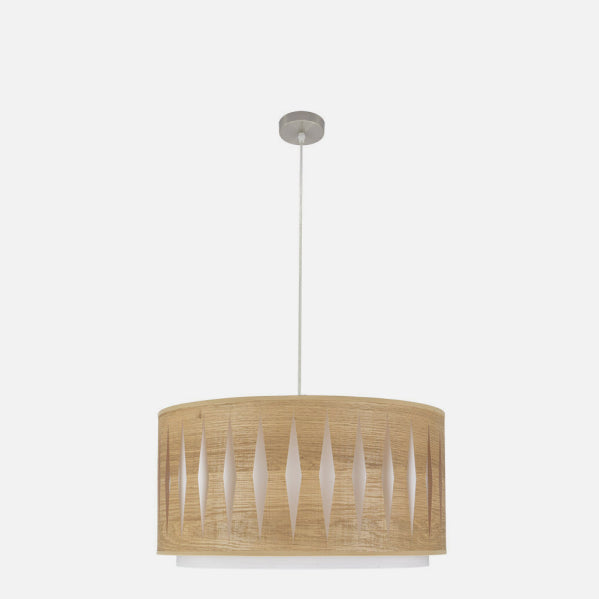 Colgante Alexandra 2xe27 Niquel/madera Clara Regx50x50 cm
