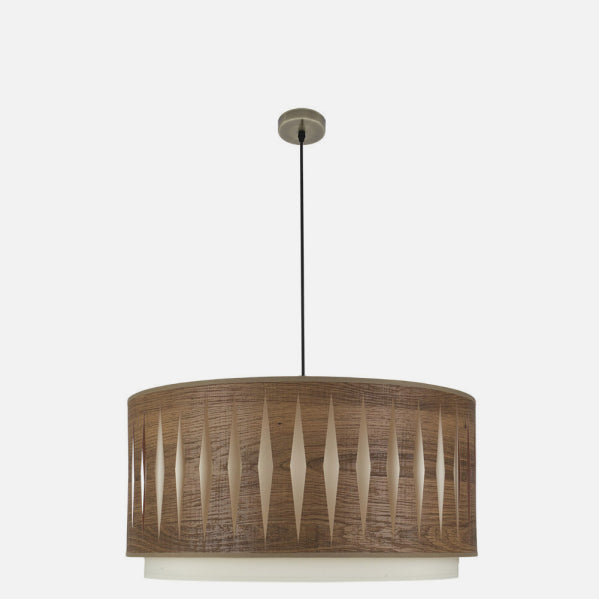 Colgante Alexandra 3xe27 Cuero/madera Oscura Regx60x60 cm