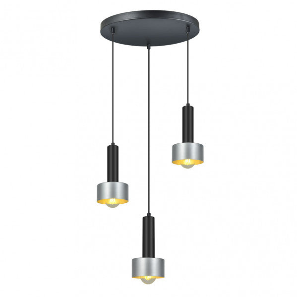 Lámpara Allende 3xe27 Negro/plata Regx35x35 Cm
