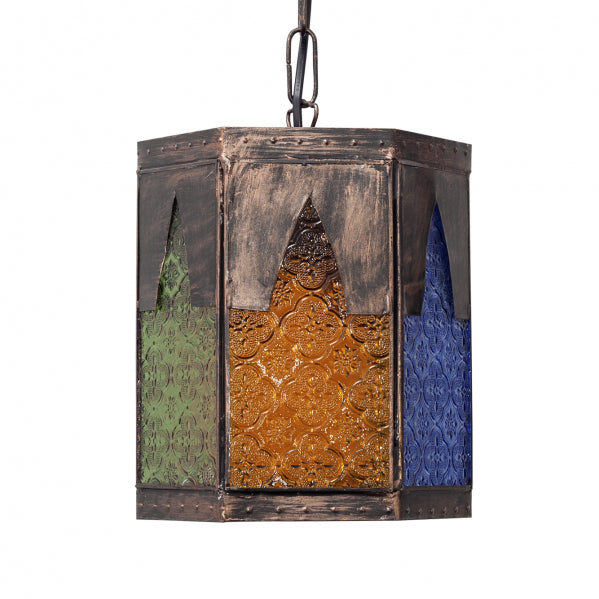 Colgante Artesanal Meknes 1xe27 Marron/colores Regx16,5d Hexagonal