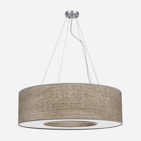 Colgante Grande Haiti 4xe27 Cromo/Madera Gris Regx80x80 Cm
