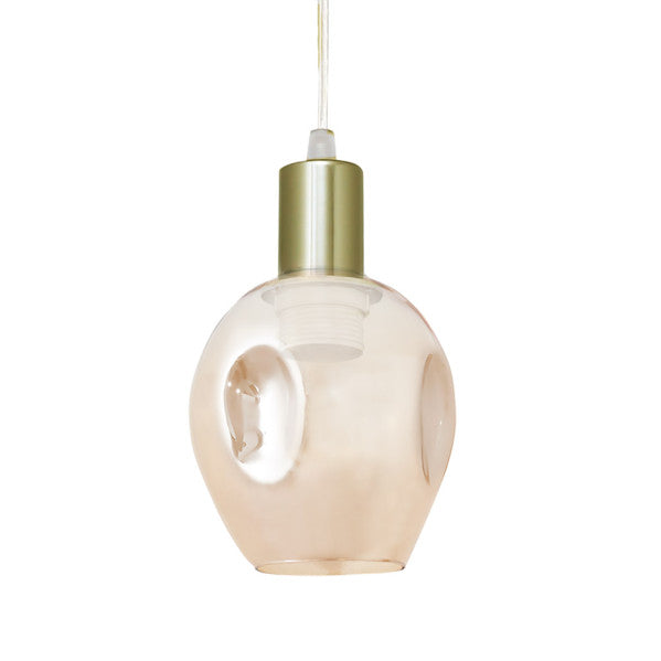 Colgante Meteoro 1xe27 Cuero/ambar Regx14 3 Oquedades