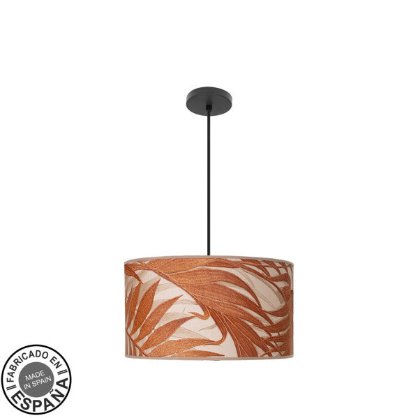 Colgante Moda 2xe27 Negro/hoja Caldera Regx40x40cm C/difusor
