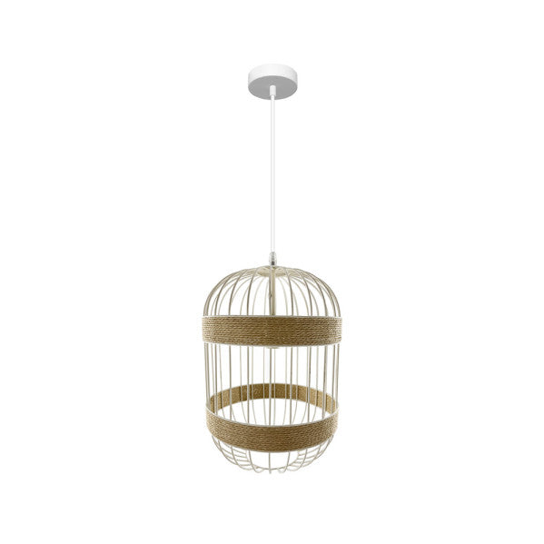 Colgante Piamonte 1xe14 Blanco/natural Regx26x26cm