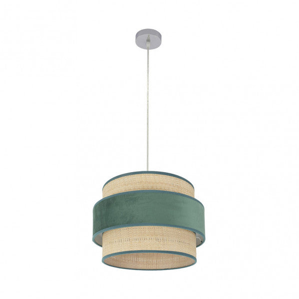 Colgante Reyes 1xe27 Cromo/natural-verde Regx40x40 Cm
