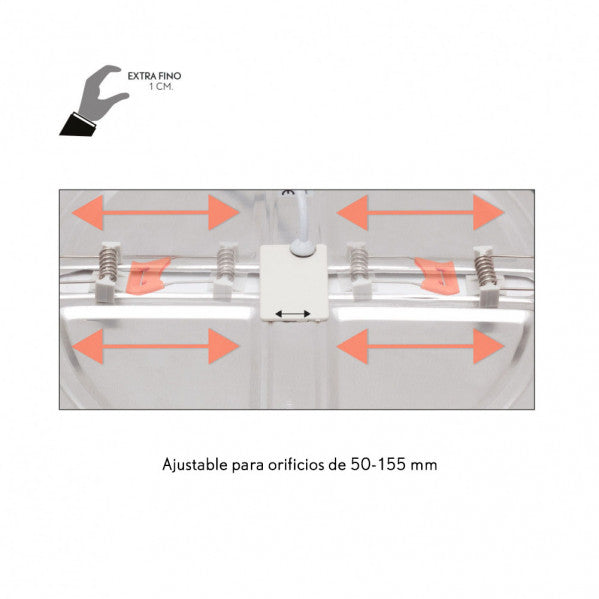 Downlight 15w 5500k Cromo Providencia 1280lm 1x17,5x17,5 Cm De Empotrar Corte Ajustable 5x5-15,58x15,58 Cm