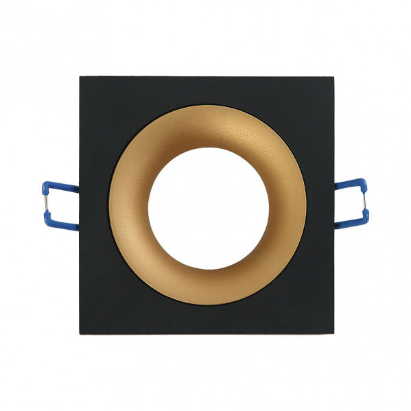 Empotrable Anou 1xgu10 Cuadrado Negro/oro 2x9,2x9,2 Cm 8 De Corte.c/portalampara